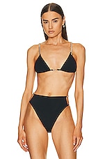Stella McCartney Falabella Triangle Bikini Top in Black, view 1, click to view large image.