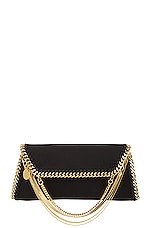 Stella McCartney Satin Chain Falabella Pouch in Black, view 1, click to view large image.