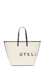 Stella McCartney Salt And Pepper Canvas Tote Bag in Ecru, view 1, click to view large image.