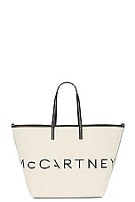 Stella McCartney Salt And Pepper Canvas Tote Bag in Ecru, view 3, click to view large image.