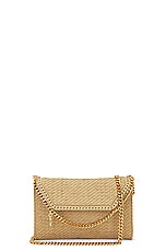 Stella McCartney Suede Mini Falabella Crossbody Bag in Light Camel, view 1, click to view large image.