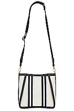 Stella McCartney Striped Cotton Mini Crossbody Bag in White & Ink, view 3, click to view large image.