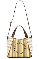 Stella McCartney Eco Embroidered Mesh Crossbody Bag in Yellow & Taupe, view 1, click to view large image.
