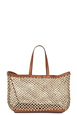 Stella McCartney Eco Knotted Mesh Tote Bag in Tan, view 1, click to view large image.