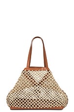 Stella McCartney Eco Knotted Mesh Tote Bag in Tan, view 6, click to view large image.