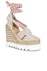 Stella McCartney Gaia Satin &amp; Crystal Wedge in Powder, view 2, click to view large image.