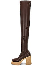 Stella McCartney Skyla Stretch Thigh High Boot in Chocolate Brown, view 5, click to view large image.