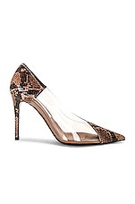 Stella McCartney Iconic Reptile Pump in Brown & Transparent, view 1, click to view large image.
