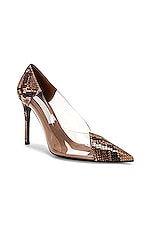Stella McCartney Iconic Reptile Pump in Brown & Transparent, view 2, click to view large image.