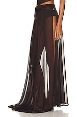 Shani Shemer Alaia Long Slit Skirt in Chocolate Brown, view 3, click to view large image.