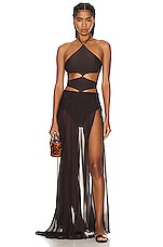 Shani Shemer Alaia Long Slit Skirt in Chocolate Brown, view 5, click to view large image.