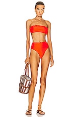 Shani Shemer Mewu Bikini Top in Bright Orange, view 4, click to view large image.