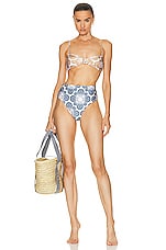 Shani Shemer Barbara Bikini Top in Flower Cream, view 5, click to view large image.