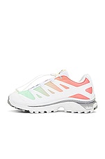 Salomon XT-4 Og Sneaker in White, Green Ash, & Coral, view 5, click to view large image.