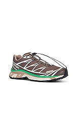 Salomon Xt-6 Mindful 2 Sneaker in Falcon, Almond Milk, & Bright Green, view 2, click to view large image.
