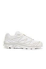 Salomon XT-6 Sneakers in White, White, & Lunar Rock, view 1, click to view large image.