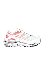 Salomon XT-4 OG Sneaker in White, Green Ash, & Coral, view 1, click to view large image.
