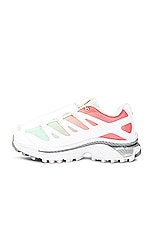 Salomon XT-4 OG Sneaker in White, Green Ash, & Coral, view 5, click to view large image.