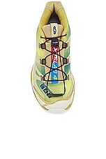 Salomon XT-4 OG Aurora Borealis Sneaker in Southern Moss, Transparent Yellow, & Deep Dive, view 4, click to view large image.