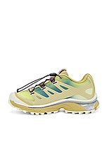 Salomon XT-4 OG Aurora Borealis Sneaker in Southern Moss, Transparent Yellow, & Deep Dive, view 5, click to view large image.