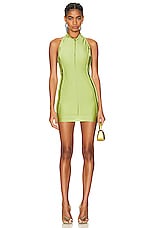 SAMI MIRO VINTAGE Open Seam Low Back Halter Dress in Iridescent Green, view 1, click to view large image.