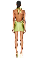 SAMI MIRO VINTAGE Open Seam Low Back Halter Dress in Iridescent Green, view 3, click to view large image.