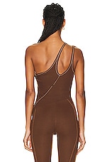 SAMI MIRO VINTAGE Asymmetric One Shoulder Tank Top in Double Dyed Brown, view 4, click to view large image.