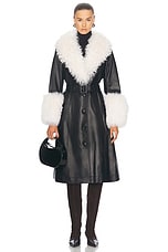 Saks Potts Foxy Coat in Black & Cloud, view 1, click to view large image.