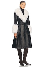 Saks Potts Foxy Coat in Black & Cloud, view 3, click to view large image.