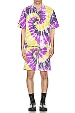 South2 West8 String Easy Short Cotton Pile Tie Dye in B-Yellow & Purple, view 4, click to view large image.