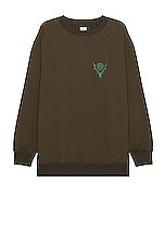 South2 West8 Crew Neck Sweat Shirt in Khaki, view 2, click to view large image.