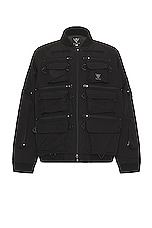 South2 West8 Multi-pocket Zipped Down Jacket in Black, view 1, click to view large image.