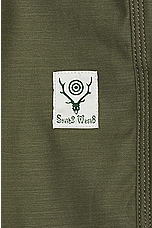 South2 West8 Belted Cs Pant Cotton Back Sateen in A-Olive, view 4, click to view large image.
