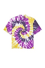 South2 West8 Cabana Shirt Cotton Pile Tie Dye in B-Yellow & Purple, view 1, click to view large image.