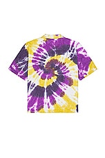 South2 West8 Cabana Shirt Cotton Pile Tie Dye in B-Yellow & Purple, view 2, click to view large image.