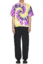 South2 West8 Cabana Shirt Cotton Pile Tie Dye in B-Yellow & Purple, view 4, click to view large image.