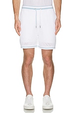 SER.O.YA Bruce Crochet Short in White & Blue, view 3, click to view large image.