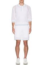 SER.O.YA Bruce Crochet Short in White & Blue, view 4, click to view large image.