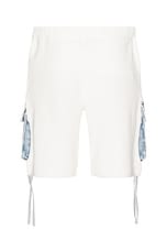 SER.O.YA Henry Cargo Short in White & Denim, view 2, click to view large image.