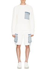 SER.O.YA Henry Cargo Short in White & Denim, view 6, click to view large image.