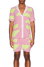 SER.O.YA Lei Shirt in Stripe Pink & Green, view 3, click to view large image.