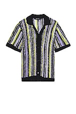 SER.O.YA Arthur Crochet Shirt in Black & Multi, view 1, click to view large image.
