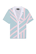 SER.O.YA Lei Shirt in Jacquard Blue & Pink, view 1, click to view large image.