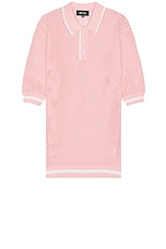SER.O.YA Zane Crochet Polo in Pink & White, view 1, click to view large image.