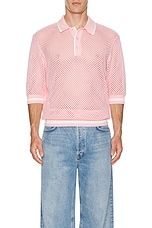 SER.O.YA Zane Crochet Polo in Pink & White, view 3, click to view large image.