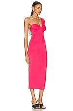 SER.O.YA Ivana One Sleeve Midi Dress in Coral, view 2, click to view large image.