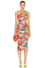 SER.O.YA Imani Midi Dress in Abstract Palm, view 1, click to view large image.