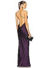SER.O.YA Massimo Gown in Eggplant, view 1, click to view large image.