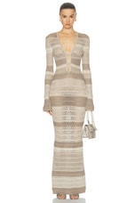 SER.O.YA Lilith Maxi Dress in Beige Stripe, view 1, click to view large image.