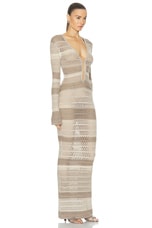 SER.O.YA Lilith Maxi Dress in Beige Stripe, view 2, click to view large image.